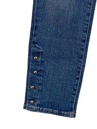 7 For All Mankind Damen Mom Jeans Cropped Nieten Gr. 30 Blau 4