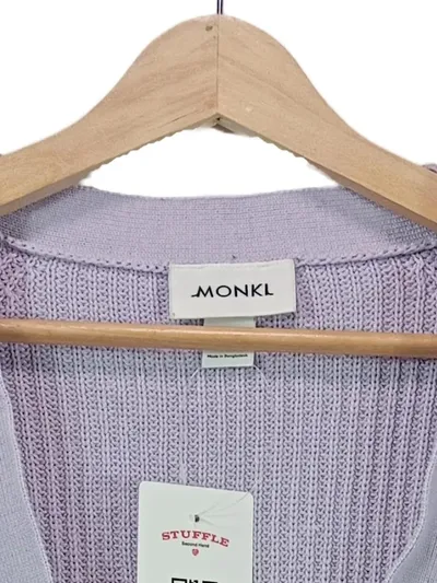 Monki Strickjacke Damen Gr. S Lila Cropped Cardigan V-Ausschnitt