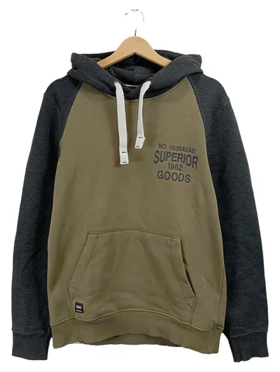 WE Fashion Hoodie Kapuzenpullover Herren Gr. L Oliv Grau Casual