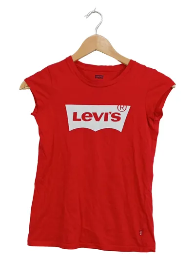 Levi's T-Shirt Kinder Gr. 140 Rot Logo-Print Kurzarm Baumwolle