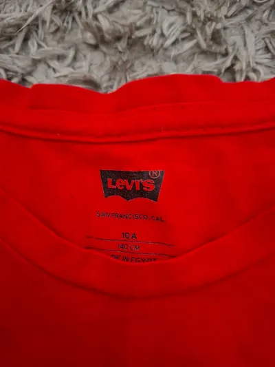 Levi's T-Shirt Kinder Gr. 140 Rot Logo-Print Kurzarm Baumwolle