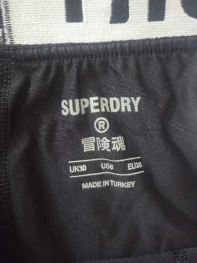 Superdry Damen Leggings Sport Schwarz Gr. 38 W29 M Logo-Print