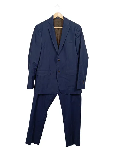 Boggi Milano Herren Anzug Gr. 48 Blau Gestreift Wolle Business