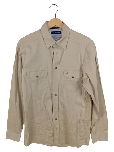 CASAMODA Herren Freizeithemd Langarm Beige Gr. M Casual Baumwolle