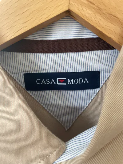 CASAMODA Herren Freizeithemd Langarm Beige Gr. M Casual Baumwolle