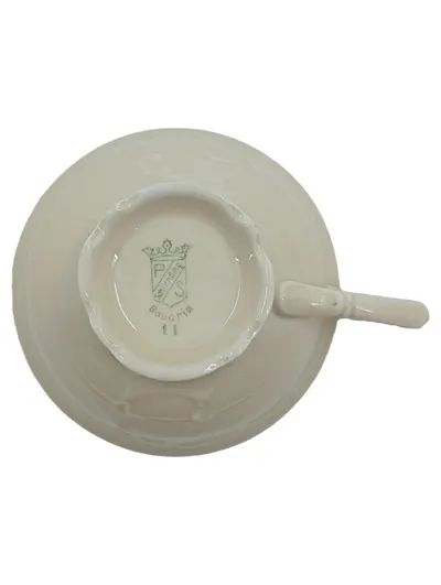 Schirnding Bavaria Porzellan Tasse Blumenmuster Vintage Weiß Orange