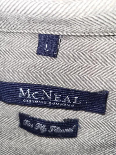 McNeal Herren Freizeithemd Flanell Fischgrät Grau Gr. L Two Ply