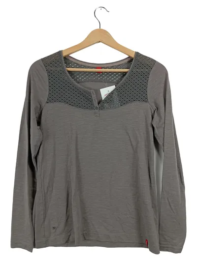 EDC by Esprit Damen Langarmshirt Gr. XS Grau Lochmuster Casual