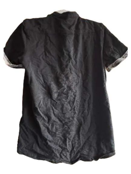 Fishbone Herren Freizeithemd Schwarz Gr. M Kurzarm Slim Fit Baumwolle 3