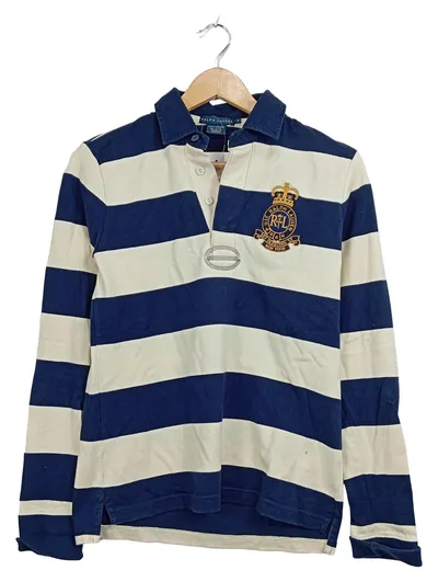Ralph Lauren Damen Rugby Shirt Langarm Gestreift Wappen Gr. M