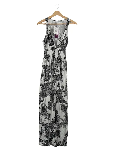 LASCANA Damen Maxikleid Paisley Muster Gr. 38 Weiß Schwarz Sommerkleid