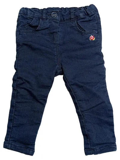 Chicco Baby Mädchen Jeans Gr. 68 Dunkelblau Rosen-Stickerei