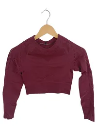 Even&Odd Active Crop Langarmshirt Damen XS/S Bordeaux Rot Sportshirt 1