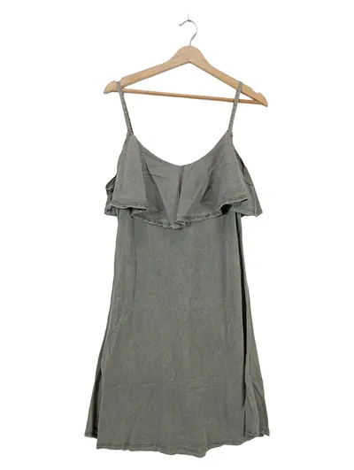 Costes Damen Sommerkleid Rüschen Oliv Gr. M Lyocell Boho