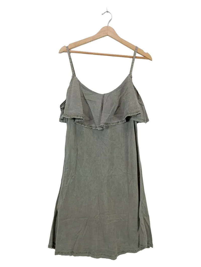 Costes Damen Sommerkleid Rüschen Oliv Gr. M Lyocell Boho 1