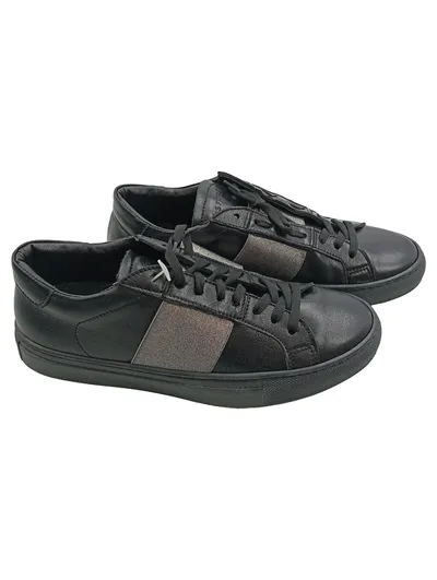 Alesya Damen Sneaker low Schwarz Gr. 39 Casual mit silbernem Streifen