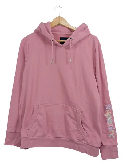 Superdry Damen Kapuzenpullover Hoodie Rosa Gr. 44 XXL Logo Casual