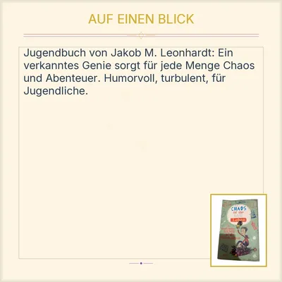 Chaos ist das halbe Leben – Ein verk. Genie auf der Überholspur | Jakob M.