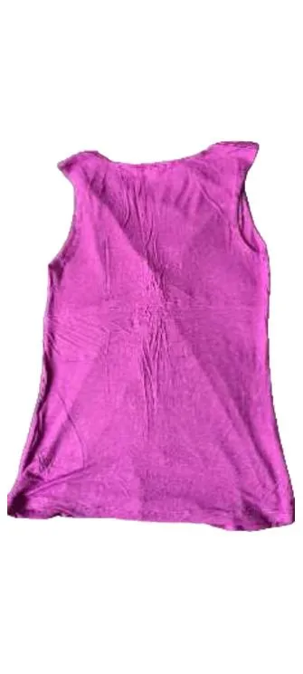 3 Suisses Damen Bluse Top Ärmellos Lila Gr. 38, 40 V-Ausschnitt Raffung 3