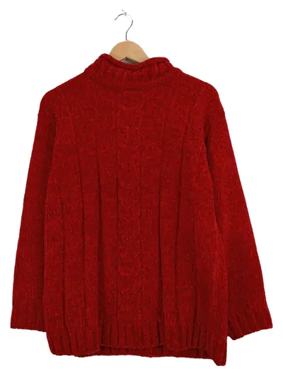M classic Damen Pullover Rollkragen Zopfmuster Rot Gr. M