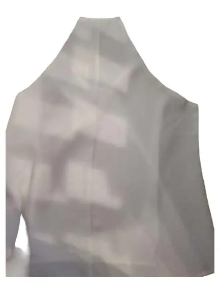 Costes Damen Top Shirt Gr. L Beige Weiß Lochmuster Ärmellos 4
