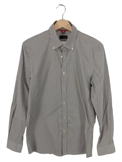 CINQUE Herren Business Hemd Gr. 40 Grau Gestreift Baumwolle Langarm