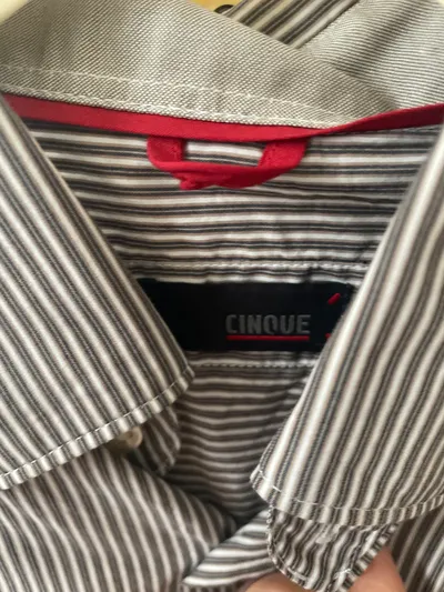 CINQUE Herren Business Hemd Gr. 40 Grau Gestreift Baumwolle Langarm