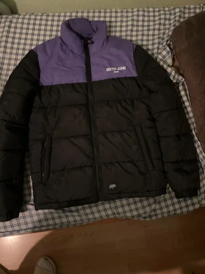 Sixth June Herren Steppjacke Schwarz Gr. S Logo-Print Streetwear