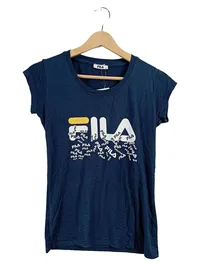 FILA Damen T-Shirt Gr. 36 S Blau Logo-Print Sportlich 1