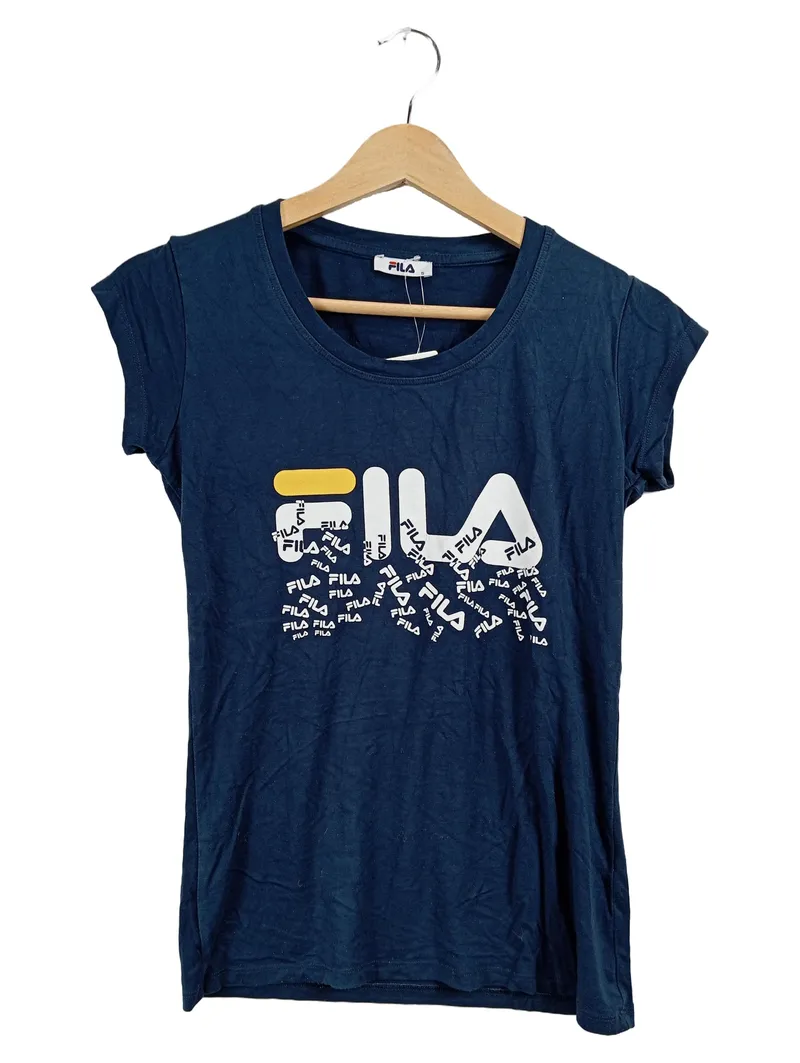 FILA Damen T-Shirt Gr. 36 S Blau Logo-Print Sportlich 1