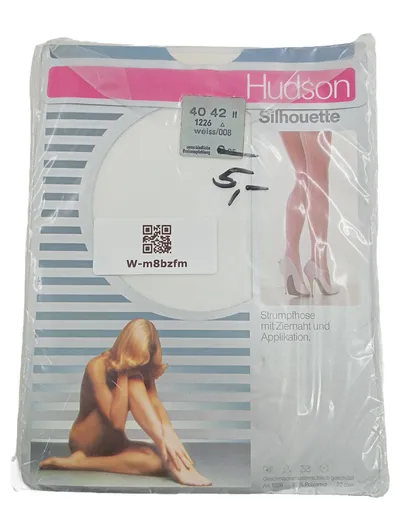 Hudson Silhouette 15 Strumpfhose Damen Gr. 40-42 Weiß mit Ziernaht