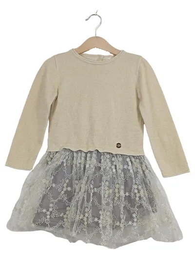 Coccodrillo Strickkleid Festliches Kleid Beige Tüllrock Gr. 104, 110