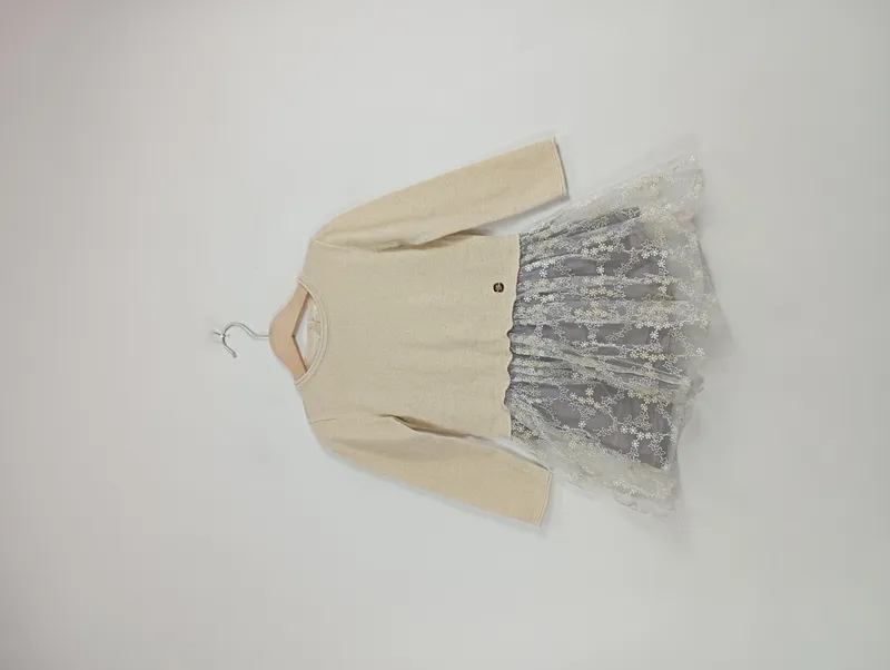 Coccodrillo Strickkleid Festliches Kleid Beige Tüllrock Gr. 104, 110 2