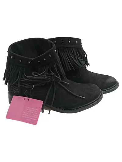 You Young Coveri Damen Stiefeletten Schwarz Gr. 37 Leder Fransen Nieten Boho