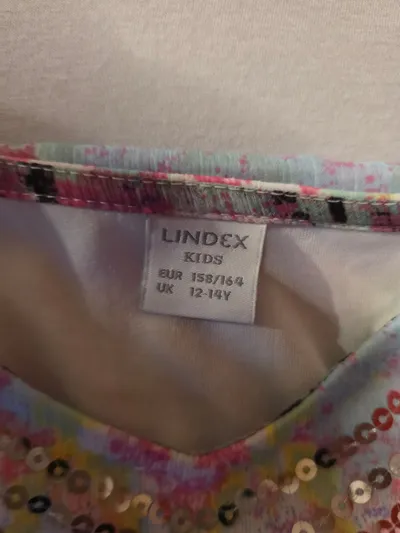 Lindex Kaftankleid Mädchen Gr. 158, 164 Mehrfarbig Pailletten Strandkleid
