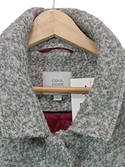 COOL CODE Damen Wollmantel Gr. 42 Grau Meliert Klassisch Gefüttert