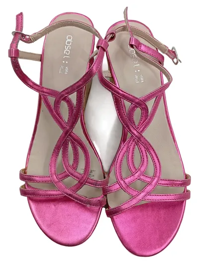 Obsel Damen Keilabsatz Sandalen Pink Metallic Gr. 37