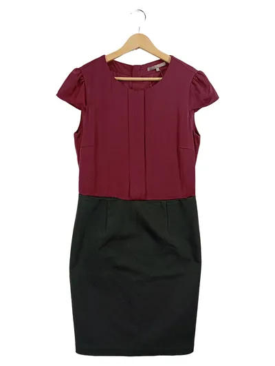mint&berry Businesskleid Damen Gr. 38 Bordeaux Schwarz Bleistiftkleid
