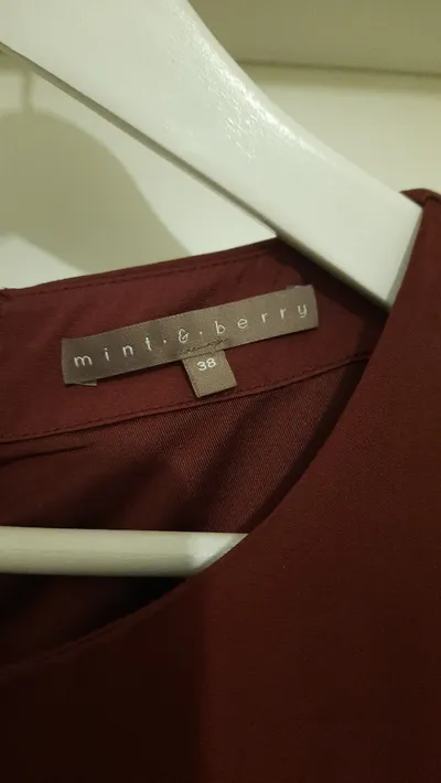 mint&berry Businesskleid Damen Gr. 38 Bordeaux Schwarz Bleistiftkleid