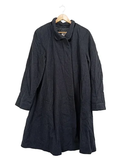 Renata Gibaldi Damen Wollmantel A-Linie Stehkragen Grau Gr. 44 XXL Baumwolle