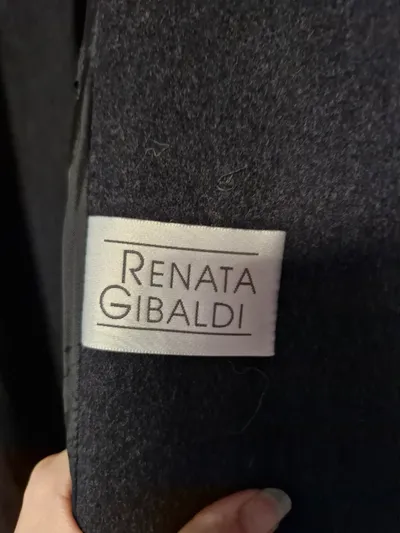 Renata Gibaldi Damen Wollmantel A-Linie Stehkragen Grau Gr. 44 XXL Baumwolle