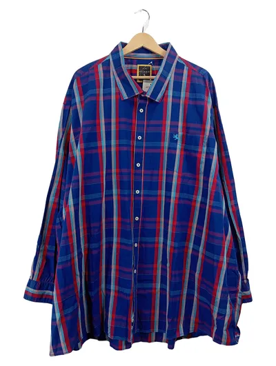 Kitaro Men Karohemd Herren Freizeithemd Langarm Blau Rot 7XL