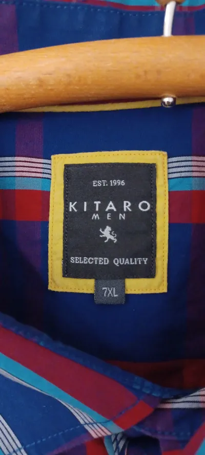 Kitaro Men Karohemd Herren Freizeithemd Langarm Blau Rot 7XL