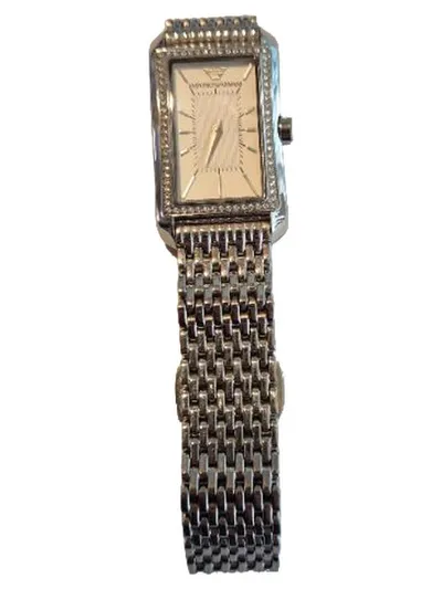 Emporio Armani Damen Armbanduhr AR-7316 Edelstahl Silber Strasssteine