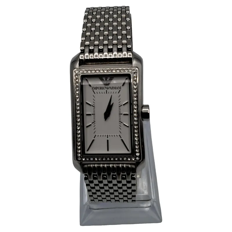 Emporio Armani Damen Armbanduhr AR-7316 Edelstahl Silber Strasssteine 3