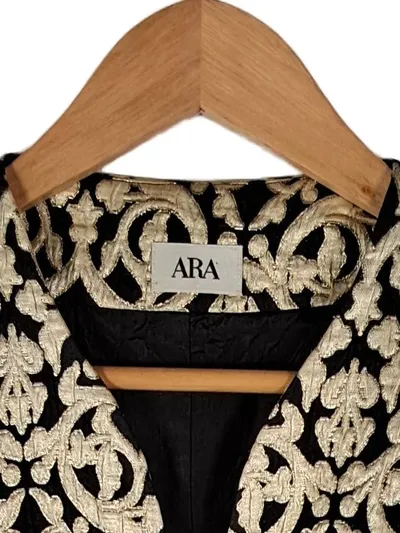 ara Damen Blazer Gr. 44 Schwarz Gold Stickerei Elegant Festlich