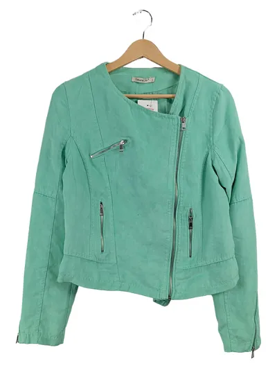 Laura Jo Damen Motorradjacke Bikerjacke Türkis Gr. 40 L Asymmetrisch