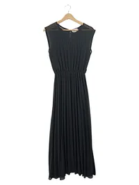 FLORIA Damen Abendkleid Maxikleid Schwarz Gr. 38 Elegant Plissee 1