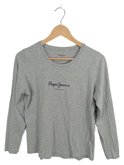Pepe Jeans London Herren Langarmshirt Grau Gr. XL Basic Logo