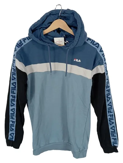 FILA Herren Kapuzenpullover Hoodie Gr. 44 XS Blau Sportlich Logo-Print
